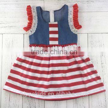 Most popular comfortable design red striped baby girl princess dresses