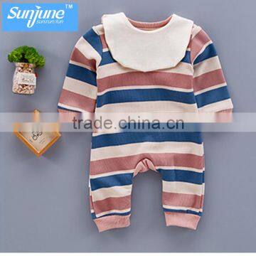 High Quality Long Sleeve Stripe Cotton Fleece Baby Romper photo-4