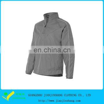 Popular Raglan Sleeve Grey Color 1/4 Zipper Nylon Jackets With Piping