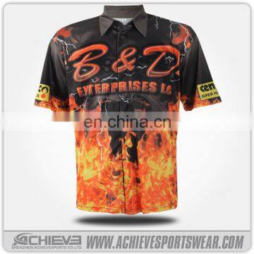 100% Polyester racing team pit crew shirt,button racing shirt