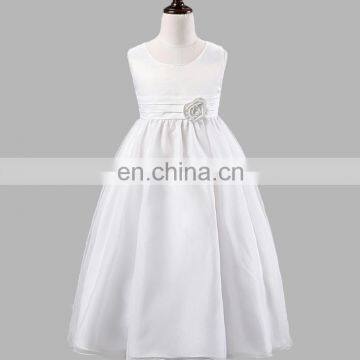 White Flower Girl Dress Tulle Tutu Sleeveless Wedding Dress Christening Maxi Gown