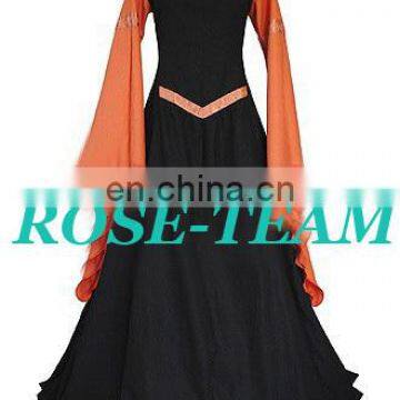 Rose Team-Free Shipping Custom-made Black And Coral Dress Medieval Luxurious Victorian Dress Sexy Carnival Halloween Costume