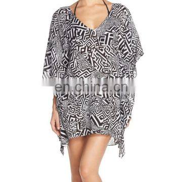 C86 Geo Print Cover-Up Tunic Beach Kaftan 2017