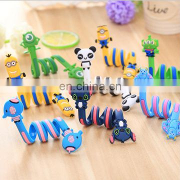 factory price wholesale creative long strip twisty cartoon character double side cable winder