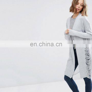 Fashion Lightweight Open Front Knit Cardigan With Ladder Stitch