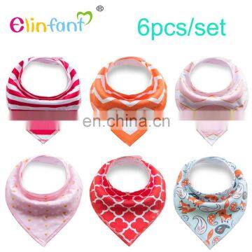 Elinfant Baby bandana bibs 100% cotton Baby Waterproof Bandana Bibs with Snaps