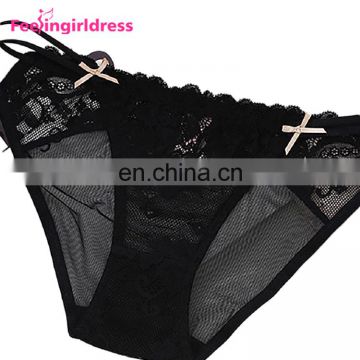 Fashion Black Transparent Lace Sexy Fat Women Underwear Panties