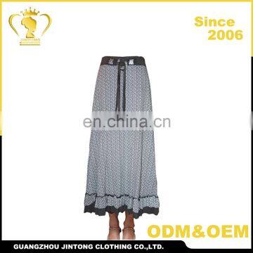 Hot sale women solid maxi skirt elastic waist long skirt