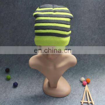 Winter knit strips men beanie hat