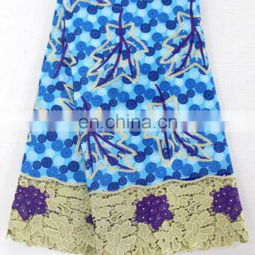 Beading Embroidery Wax With Guipure Lace/ankara With Cord/ African Wax With Laces Fabric With Stones photo-4