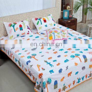High quality cotton printed wholesale reactive printed bed sheet 100% cotton bedding set print bedsheet