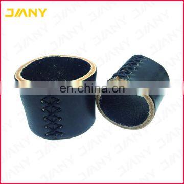 Custom Real Black Leather Ring Handlebar Grips For Bicycle