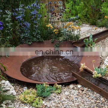 Corten Steel Water Bowl Fountain Laser Cut Garden Water Feature