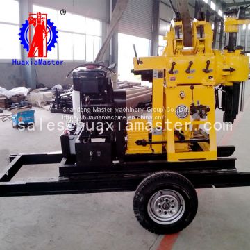 Supply trailer type water well drilling machine high power wheel type household well digger easy to walk drilling rig