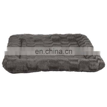 Grey warm short plush non slip dog bed cushion