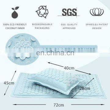 Natural Linen Coconut Inner Organic Hemp Durable Acupressure Mat Foot Massage Acupressure Mat and Pillow Set
