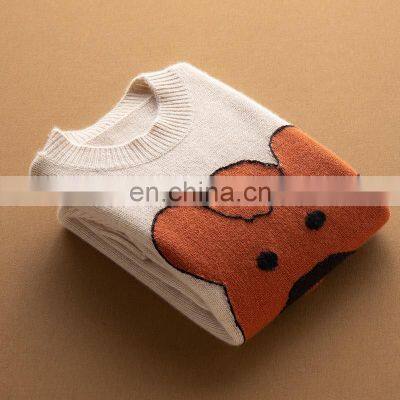 Женская кэшмеровая вязаная свободного кроя толстая свитерка с индивидуальным узором и джаккардовой вышивкой photo-5