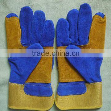 Reinforcement palm leather working gloves, industrial and mechanic gloves with CE standard