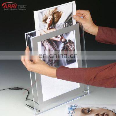 Customized Slant Back Acrylic Sign Holder L Shape Clear Acrylic Led Sign Display photo-3