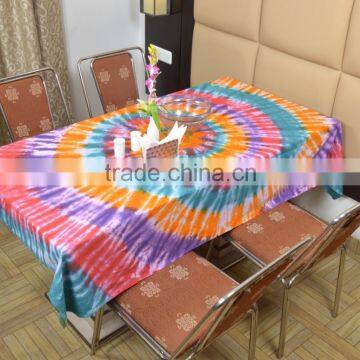 Indian Cotton Table Cloth Multicolored Hand Dyed Printed Dinning Table Cloth Vintage Wall Hanging Throw Bed Sheet Cover TC3