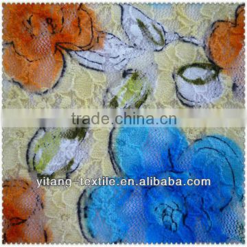 Fashion flower pattern polyester lace fabric for garment