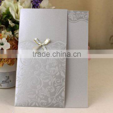 2016 Best Quality Hindu Style Embossing Silver Wedding Card