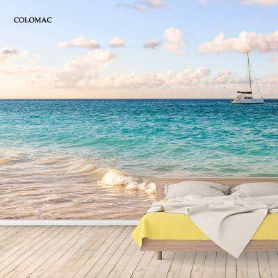 Custom 3D Photo Wallpaper Seascape Beach Sunrise Wall Covering Mural Roll For Living Room Bedroom Background Wallpaper photo-4
