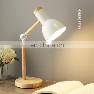 Creative Nordic Wooden Art Iron LED Folding Simple Desk Lamp Eye Protection Reading Table Lamp Living Room Bedroom Home Decor