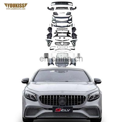 New Arrival Body Kits For Benz S Class S Coupe Upgrade S65 AMG Front Car Bumpers Assembly With Grille Rear Diffuser With Tips