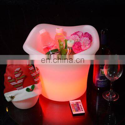 Illuminated  KTV/ Nightclub Portable Party Use Led Rechargeable Cooler Oval Shape Boat Led Flashing Beverage Wine Bucket