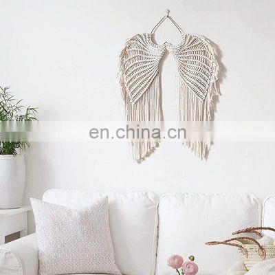 Hot Selling Macrame Angel Wings Wall Decor With Long Tassel Macrame Wall Hanging Art Decor Wholesale