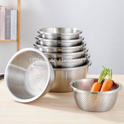 304 Stainless Steel Multi-purpose Dish Mixing Bowl Salad Bowl Kitchen Dish Set Basin photo-3