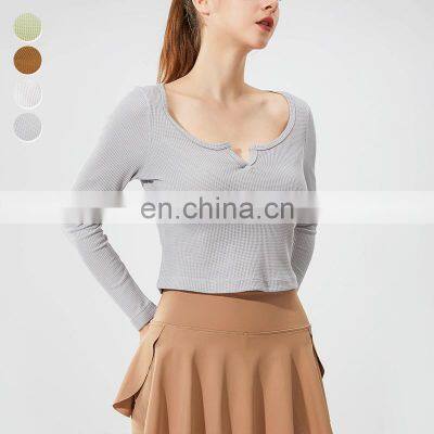 Quick Dry Top Selling Outdoor Sportswear Gmy T Shirt Breathable Perspiration Women Long Sleeve Yoga Clothing Workout Fitness Top photo-5