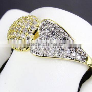 Double Heart Shape Lover Gift 18K Gold and Rhodium Plated Marriage Proposal Ring photo-4