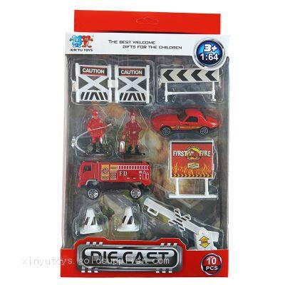 XINYU Diecast Toys Play Set Fire Rescue Airport 1:64 Scale Car Truck Metal Cars