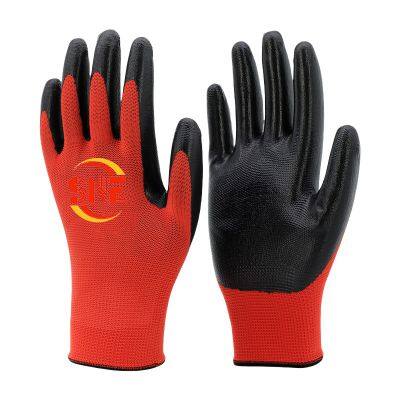 Snellsafety 13 Gauge Polyester Lightweight Breathable  Flexible Nitrile Coated Grip Safety Glove