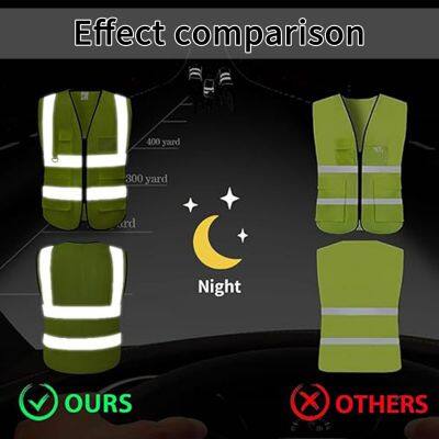 USA Wholesale Green or Yellow High Visibility Reflective Vest Safety Vest With Pockets Big Size For Traffic Construction Security Guard Biking photo-4