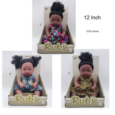 12 Inch Black Skin Panton Color Baby Doll Vinly Toys With Sounds