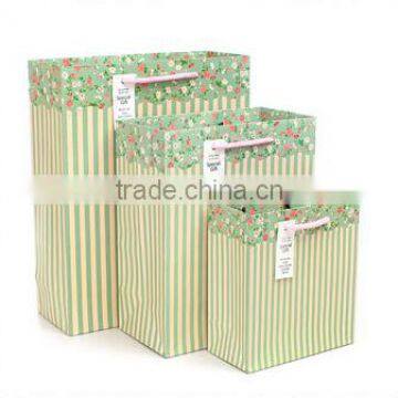 green stripes custom fashion paper gift bag set