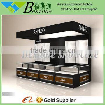 wholesale wooden wall watch display case kiosk for shopping mall