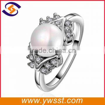 Made in China white pearl with cz design fashion rings