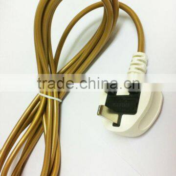 BS 1363 standard fused plug gold power cord ASTA approval