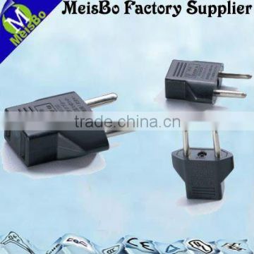 2 flat socket to 2 round pin US to EU euro plug adaptor