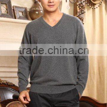 man's flat knitting sweater V neck/ 100% pure Cashmere jumper