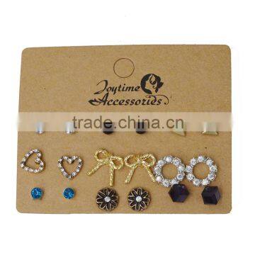 Retro Accessories Acrylic Rhinstone Charm Earrings Sets Jewelry For Ladies