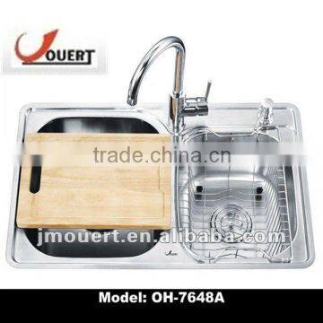 Stainless steel kitche double bowl sink stainless steel water trough OH-7648A