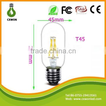 360 degree T45 candle 4W filament lamp E14 e27 b22 super bright 110v 220v shenzhen filament bulb led