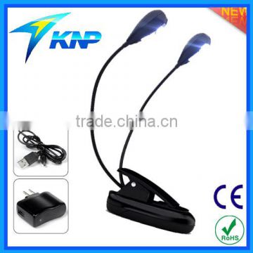 Flexible 2 Arms Rechargable LED Clip On Book Light                        
                                                Quality Choice