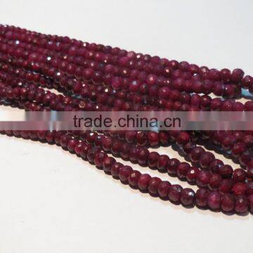 5-6mm Indian Ruby Natural Faceted Stone Beads photo-2