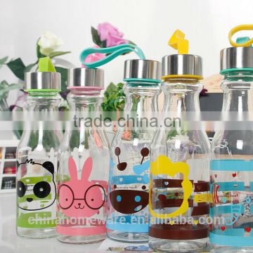 2014year wholesale creative transparent glass bottle student carrying bottles